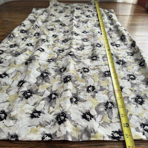 J Jill Love Linen Yellow & Black Sleeveless Floral Dress with Pockets Size S - Picture 4 of 7